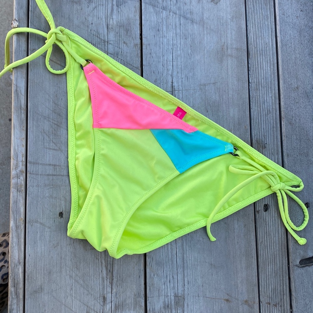 Victoria’s Secret Neon Yellow String Bikini Bottoms Size S